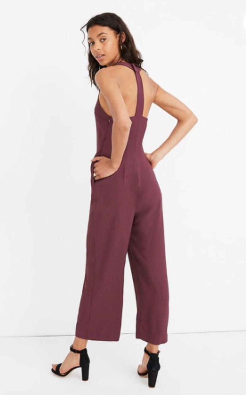 Madewell T-Back Crepe Jumpsuit 2 Purple Open BackWide Straight Leg Fit